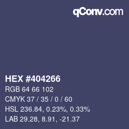 Farbcode: HEX #404266 | qconv.com