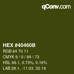Color code: HEX #40460B | qconv.com