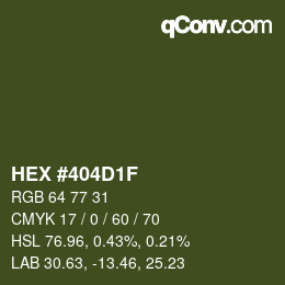 Farbcode: HEX #404D1F | qconv.com