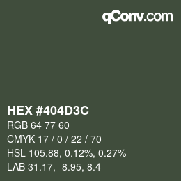 Color code: HEX #404D3C | qconv.com