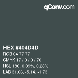 颜色代码: HEX #404D4D | qconv.com