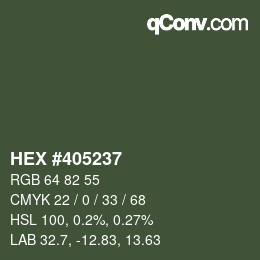 Farbcode: HEX #405237 | qconv.com