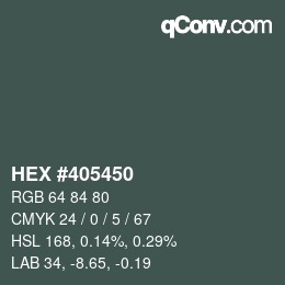 颜色代码: HEX #405450 | qconv.com