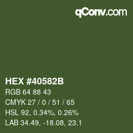 Color code: HEX #40582B | qconv.com