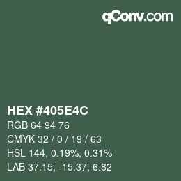 Color code: HEX #405E4C | qconv.com