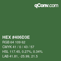 Color code: HEX #406D3E | qconv.com