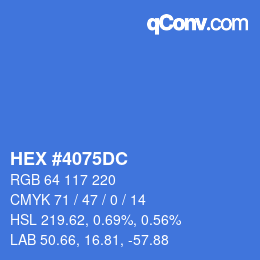 Color code: HEX #4075DC | qconv.com