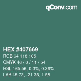 Color code: HEX #407669 | qconv.com
