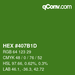 Color code: HEX #407B1D | qconv.com