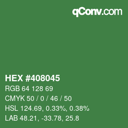 Farbcode: HEX #408045 | qconv.com