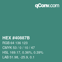 颜色代码: HEX #40887B | qconv.com