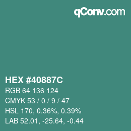 Farbcode: HEX #40887C | qconv.com
