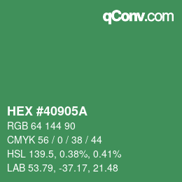 Farbcode: HEX #40905A | qconv.com