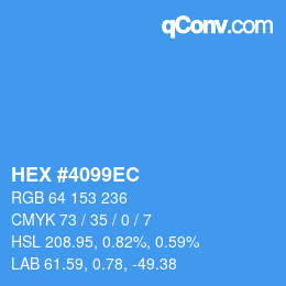 カラーコード: HEX #4099EC | qconv.com