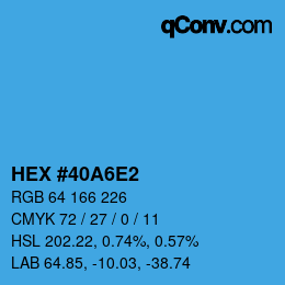 カラーコード: HEX #40A6E2 | qconv.com