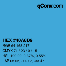 颜色代码: HEX #40A8D9 | qconv.com