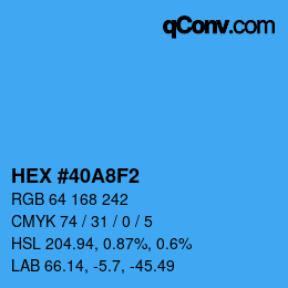 Color code: HEX #40A8F2 | qconv.com