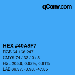 カラーコード: HEX #40A8F7 | qconv.com