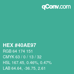 Color code: HEX #40AE97 | qconv.com