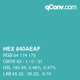 Color code: HEX #40AEAF | qconv.com