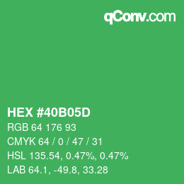 颜色代码: HEX #40B05D | qconv.com