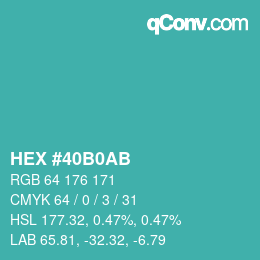 Color code: HEX #40B0AB | qconv.com