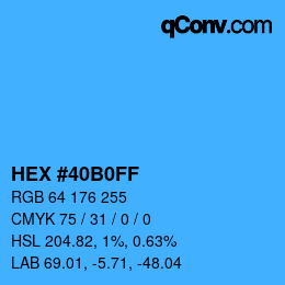 Color code: HEX #40B0FF | qconv.com