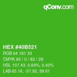 カラーコード: HEX #40B521 | qconv.com