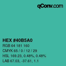颜色代码: HEX #40B5A0 | qconv.com