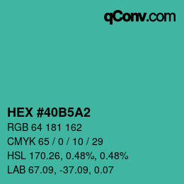 颜色代码: HEX #40B5A2 | qconv.com