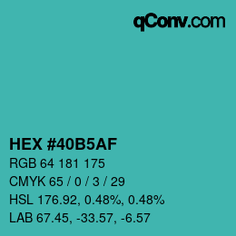Color code: HEX #40B5AF | qconv.com