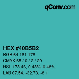 颜色代码: HEX #40B5B2 | qconv.com