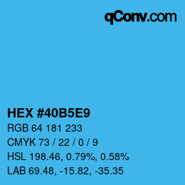 颜色代码: HEX #40B5E9 | qconv.com