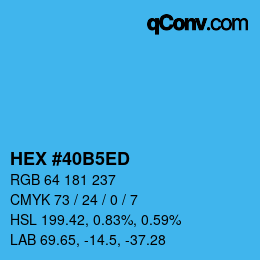 颜色代码: HEX #40B5ED | qconv.com