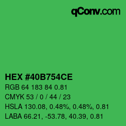 カラーコード: HEX #40B754CE | qconv.com