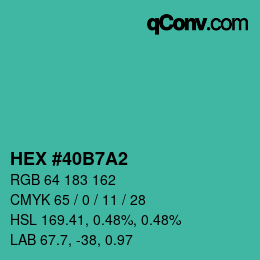 颜色代码: HEX #40B7A2 | qconv.com