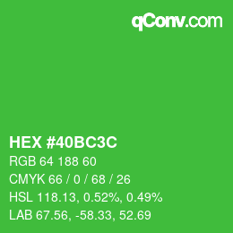 Color code: HEX #40BC3C | qconv.com