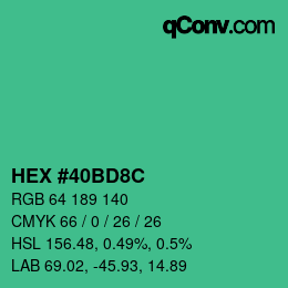 Color code: HEX #40BD8C | qconv.com
