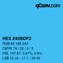 Color code: HEX #40BDF2 | qconv.com
