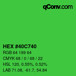カラーコード: HEX #40C740 | qconv.com