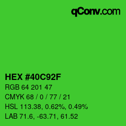 Color code: HEX #40C92F | qconv.com