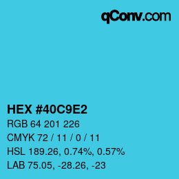 颜色代码: HEX #40C9E2 | qconv.com