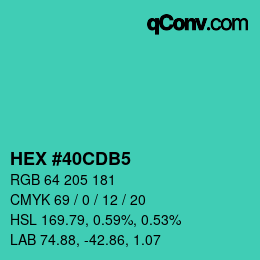 カラーコード: HEX #40CDB5 | qconv.com