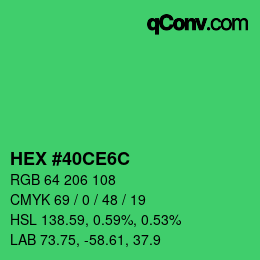 Color code: HEX #40CE6C | qconv.com