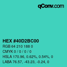 Farbcode: HEX #40D2BC00 | qconv.com