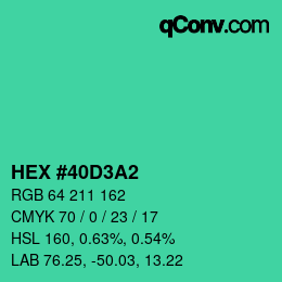 Color code: HEX #40D3A2 | qconv.com