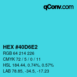 カラーコード: HEX #40D6E2 | qconv.com