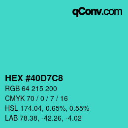 Farbcode: HEX #40D7C8 | qconv.com
