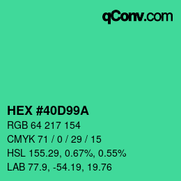 Farbcode: HEX #40D99A | qconv.com