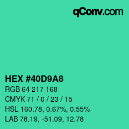 Color code: HEX #40D9A8 | qconv.com